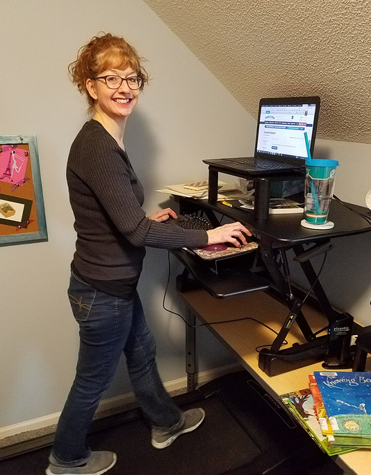 Laura Purdie Salas multitasks at her desk!