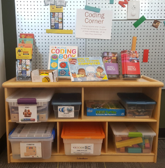 The Coding Corner allows children and their parents open access to play with the same toys and robots that they’veused in the Coding Concepts program.