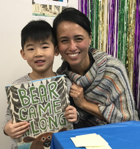 Author LeUyen Pham and Theo at a meet and greet after the presentation.