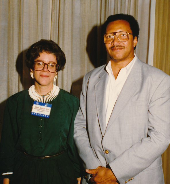 Two-time Newbery honor winner Walter Dean Myers with editor Linda Zuckerman.