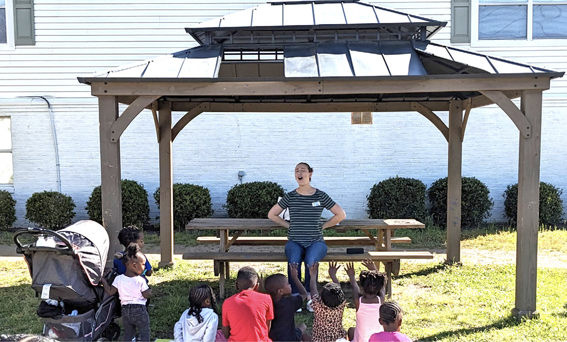 Storytime at Brightview Village Apartments, downtown Charleston, SC.