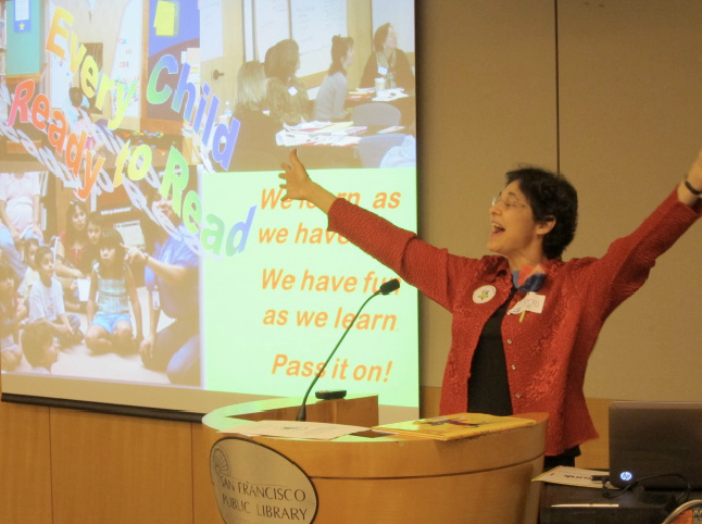 Saroj Nadkarni Ghoting giving a presentation