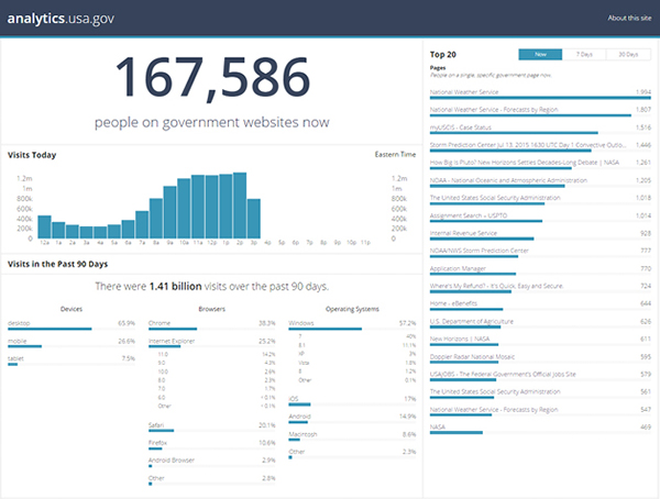 Screenshot of analytics.usa.gov.