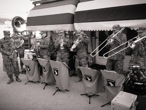 Members 101st Airborne Division Band perform for soldiers in Afghanistan