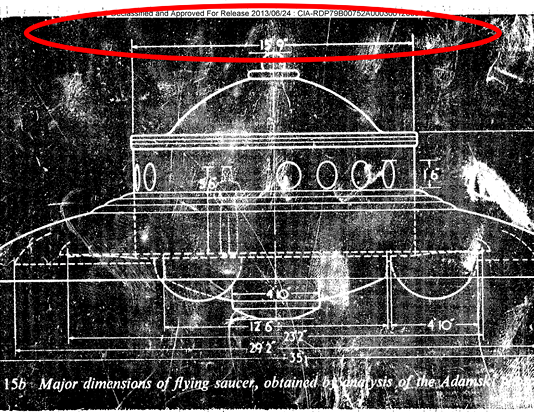 Figure 3. Declassified CIA document detailing the dimensions of a flying saucer
