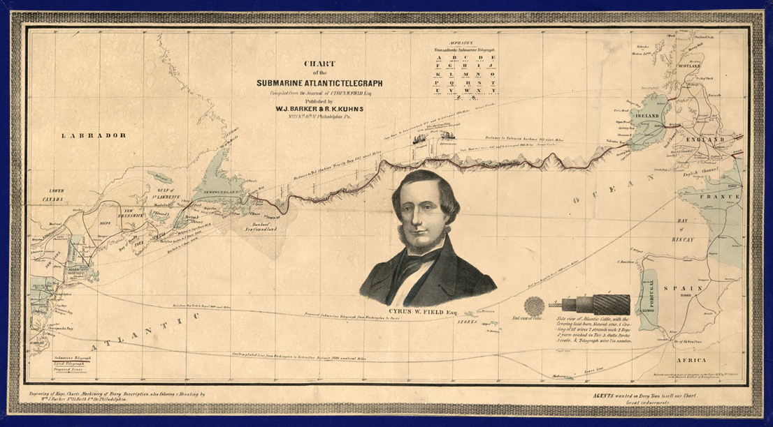 Figure 1. Chart of the much-hailed Atlantic Telegraph Wire linking Ireland and Newfoundland