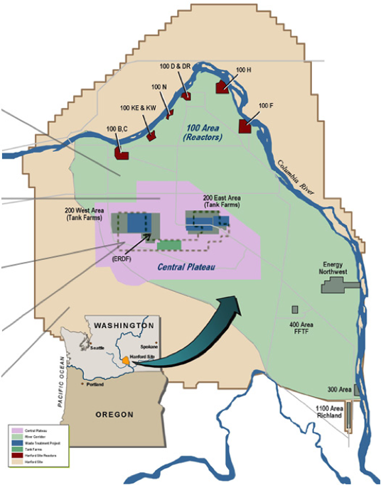 Figure 1. Map of Hanford site. U.S. Department of Energy, Hanford Information Related to the American Recovery and Reinvestment Act of 2009