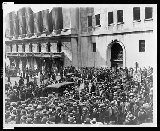 Figure 2. Crowd of people gather outside the New York Stock Exchange following the Crash of 1929. New York, 1929