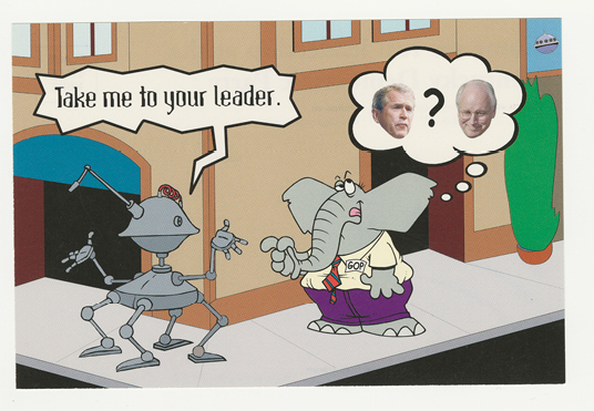 Figure 3. “Take me to your leader” [postcard].