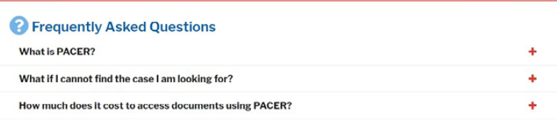 Figure 2. PACER FAQs