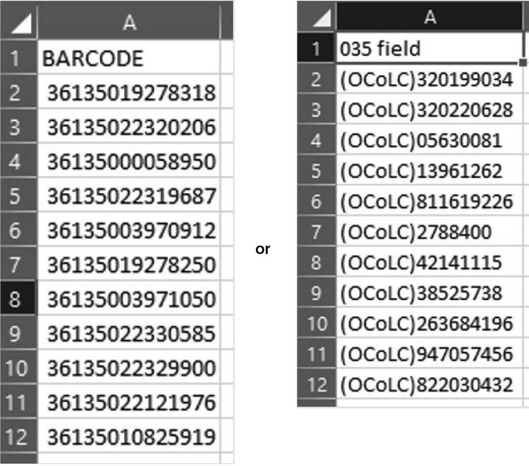 Images 1 and 2. Examples of OSU Library’s records spreadsheets.