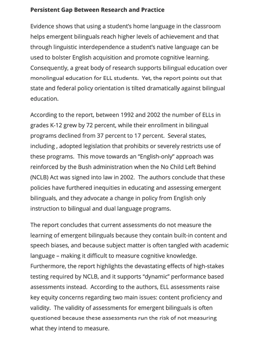 Figure 1-3. Screenshots of, Columbia University article. “Emergent Bilinguals: How Policy Has Misunderstood a National Resource.” Teacher’s College, Columbia University November 11, 2009. https://www.tc.columbia.edu/articles/2008/february/emergent-bilinguals-how-policy-has-misunderstood-a-national/.