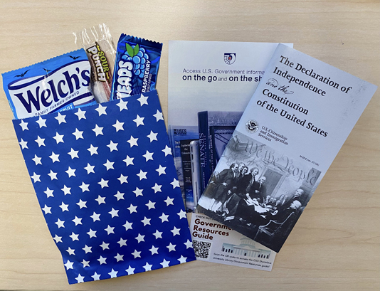 Figure 8: This image shows the packets of information given to students for Constitution Day in September 2022.