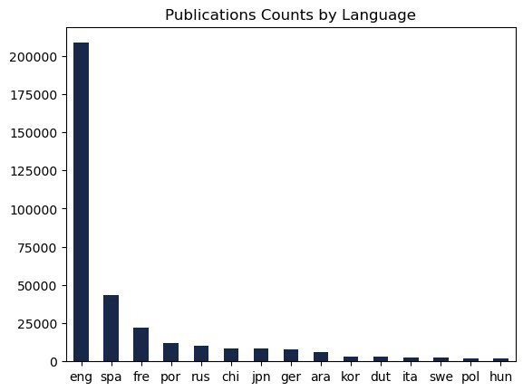 Figure 3. Number of publications by language