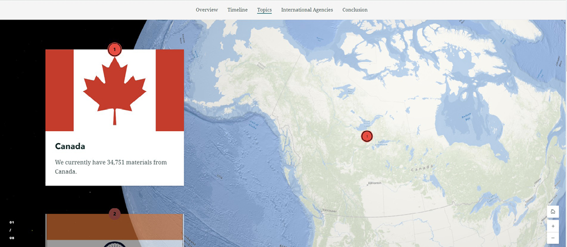 Figure 6. An example of representing publication countries with ArcGIS StoryMaps