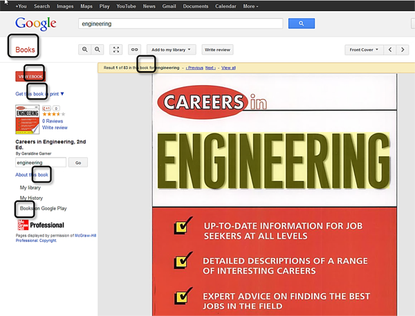 Google E-book Screenshot