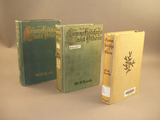 An example of binding variance. While the front-most book is a different edition, the rear two are identical except for their covers.