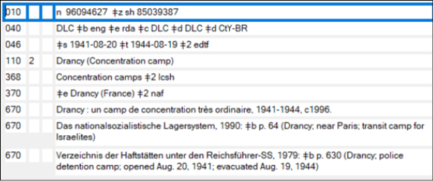 Authority Record for Drancy (Concentration Camp)
