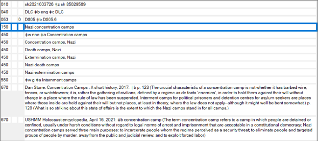 New Subject Heading Authority Record for Nazi Concentration Camps