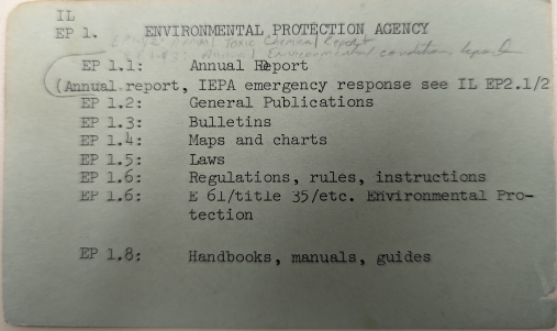 Title listing card for the Environmental Protection Agency’s main office