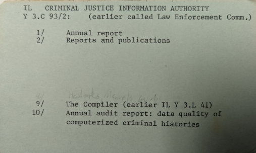 Title listing card for the Criminal Justice Information Authority (card 1)