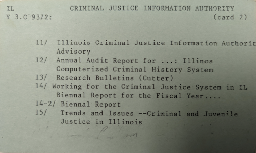 Title listing card for the Criminal Justice Information Authority (card 2)