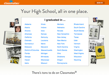 Figure 1.1. >Classmates.com—an early social media channel