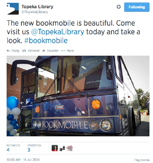 Figure 3.1. Topeka’s Tweet about its new bookmobile