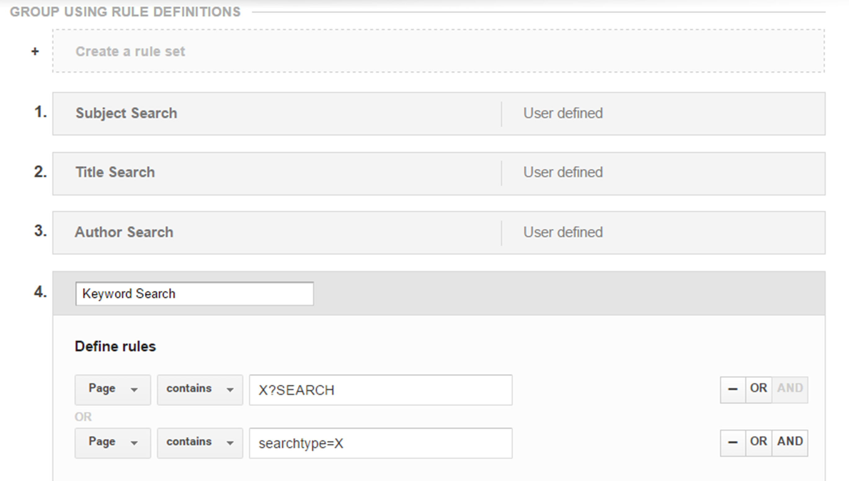 Keyword content group configurations, Google Tag Manager, University of Colorado Colorado Springs