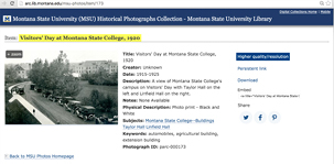Item page from the MSU Historical Photographs digital collection