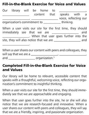 Values and voice exercise