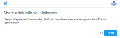 Prepopulated information when Twitter share button is clicked in MSU digital collection object