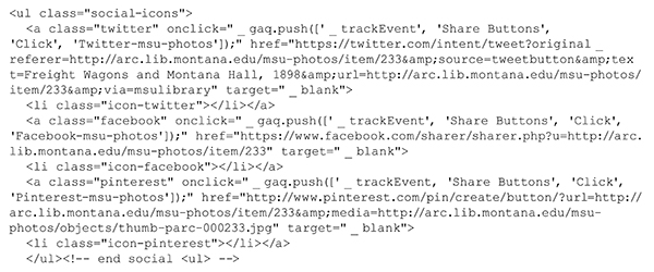 HTML for adding social share buttons with Google Analytics outbound event tracking