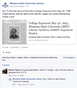 Direct library mention on Facebook