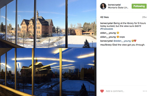 Instagram photo tagged with the MSU Library by a student