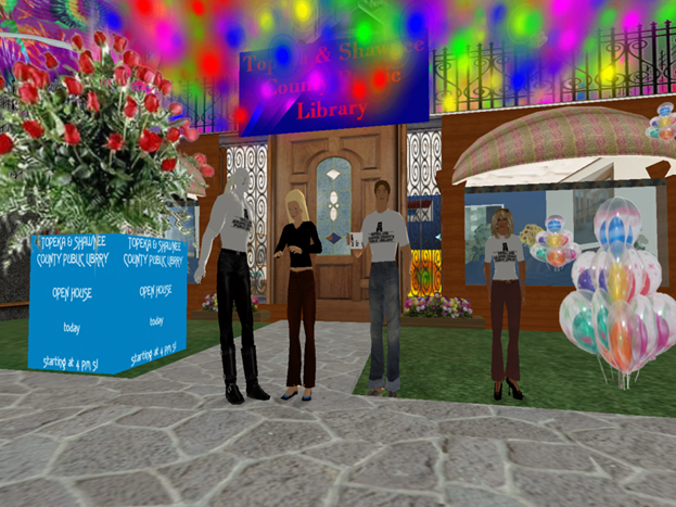 Figure 4.4. Standing with my Second Life committee outside our virtual building