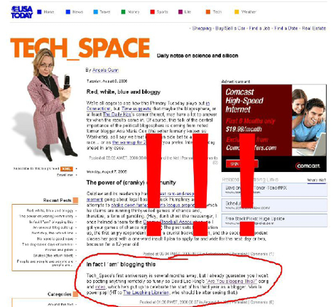 Figure I.3. Screenshot of USA Today Tech Space blog.