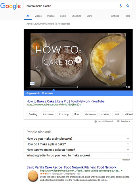 Figure 1.2. Screenshot of a Google search results page that includes video results.