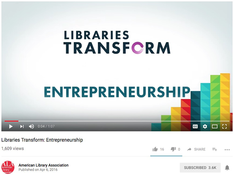 Figure 2.1. Screenshot of “Libraries Transform: Entrepreneurship” from the American Library Association video.