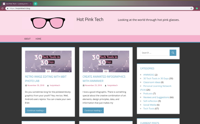 Example blog-style layout for dynamic content