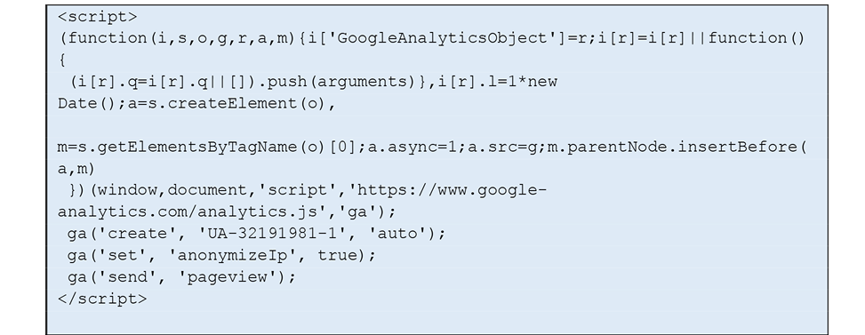 Figure 2.4. Universal version of Google Analytics tracking snippet