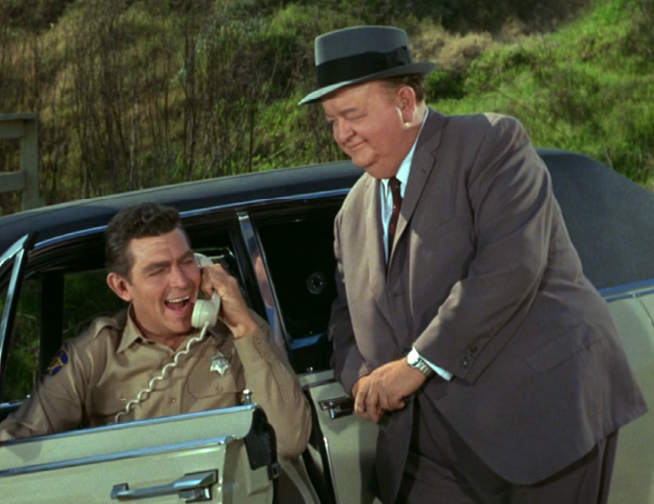 Screenshot of Andy Griffith on a car phone