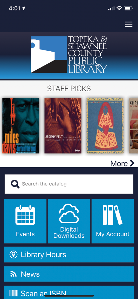 Topeka and Shawnee County Public Library’s mobile app using the Engage platform
