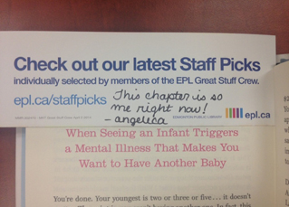 Figure 3. Personalized Staff Pick Book Mark