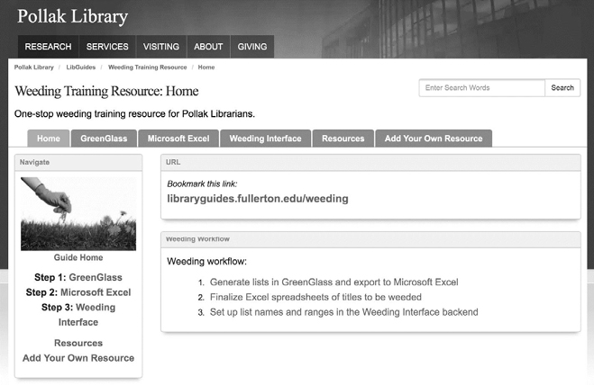 Figure 2. Screenshot of final Weeding LibGuide.
