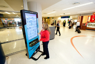 Anyone travelling through the San Antonio International Airport can access the San Antonio Public Library’s digital collection with or without a library card. Pictured: Digital Library Kiosk in Terminal B at San Antonio International Airport.</