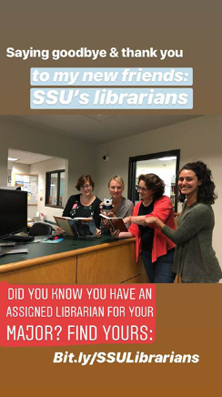 Baby Lobo, a prominent social media influencer at SSU, took over the SSU Library’s account at the beginning of the Fall 2018 semester to inform students about library policies and support services.