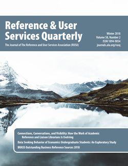 Cover: Reference & User Services Quarterly, Winter 2018