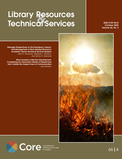 Library Resources & Technical Services vol. 66, no. 4 (October 2022)